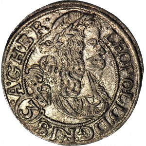 Schlesien, Leopold I., 3 krajcars 1669, AV(SHS)D, SIL, ohne Schärpe, Breslau, schön