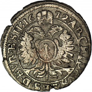 R-, Silésie, Léopold I, 1 krajcar 1672 SHS, Wrocław, rare