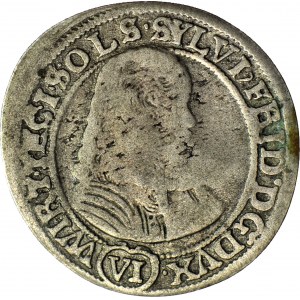 Slezsko, Sylvius Frederick, 6 krajcars 1674 SP, Olesnica, tečka za datem