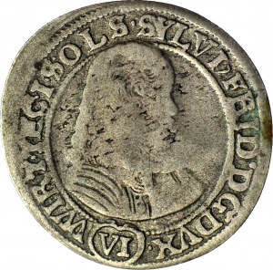 Silesia, Sylvius Frederick, 6 krajcars 1674 SP, Olesnica, dot after date