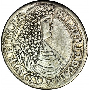 RR-, Sliezsko, Sylvius Frederick, 15 krajcars 1675, Olesnica, DÁTUM PRED KORUNOU, veľmi zriedkavé