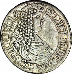 RR-, Schlesien, Sylvius Frederick, 15 krajcars 1675, Olesnica, DATE BEFORE CORONA, sehr selten