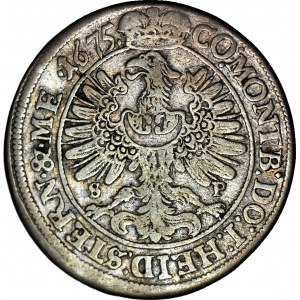 RR-, Sliezsko, Sylvius Frederick, 15 krajcars 1675, Olesnica, DÁTUM PRED KORUNOU, veľmi zriedkavé