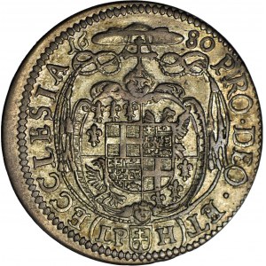 RR-, Schlesien, Friedrich von Hessen, 15 krajcars 1680 LPH, Nysa, seltener Jahrgang, seltenste Sorte