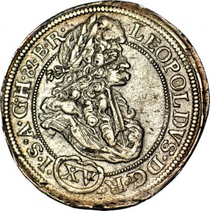 RR-, Slezsko, Leopold I, 15 krajcars 1693 CB, Brzeg, vzácný ročník