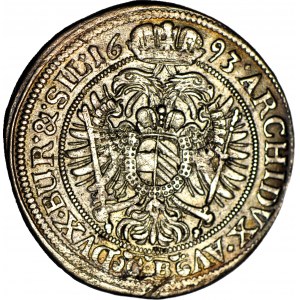 RR-, Śląsk, Leopold I, 15 krajcarów 1693 CB, Brzeg, rzadki rocznik