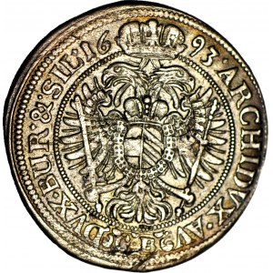 RR-, Slezsko, Leopold I, 15 krajcars 1693 CB, Brzeg, vzácný ročník