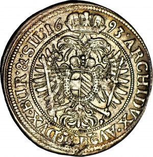 RR-, Śląsk, Leopold I, 15 krajcarów 1693 CB, Brzeg, rzadki rocznik