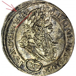 RR-, Silésie, Léopold I, 15 krajcars 1694, MMW, Wroclaw, pointe &amp;B.R :, petit buste, beau et rare