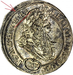 RR-, Silésie, Léopold I, 15 krajcars 1694, MMW, Wroclaw, pointe &B.R :, petit buste, beau et rare
