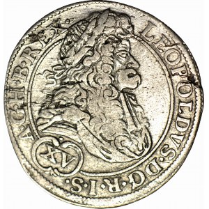 Silésie, Léopold Ier, 15 krajcars 1694, MMW, Wrocław, pointe B.REX., grand buste