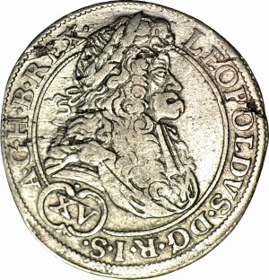 Śląsk, Leopold I, 15 krajcarów 1694, MMW, Wrocław, końcówka B.REX., duże popiersie