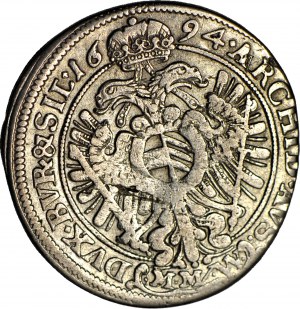 Śląsk, Leopold I, 15 krajcarów 1694, MMW, Wrocław, końcówka B.REX., duże popiersie