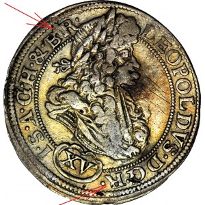 R-, Schlesien, Leopold I, 15 krajcars 1694 CB, BRZEG, &amp;.B.R./ DG.R.?AVTS, selten