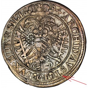 R-, Silésie, Léopold Ier, 15 krajcars 1694 CB, BRZEG, &amp;.B.R./ DG.R.?AVTS, rare