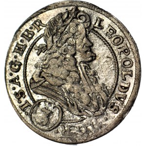 Sliezsko, Leopold I, 3 krajcara 1695 MMW, Wrocław