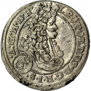 Slesia, Leopoldo I, 3 krajcars 1696 CB, Brzeg, busto alto, AV(CB), scudo circolare, bello