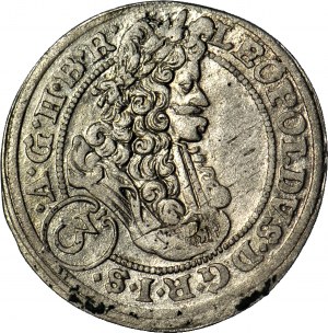 Silésie, Léopold I, 3 krajcars 1696 CB, Brzeg, buste haut, AV(CB), écu circulaire, beau