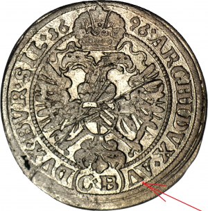 Slesia, Leopoldo I, 3 krajcars 1696 CB, Brzeg, busto alto, AV(CB), scudo circolare, bello