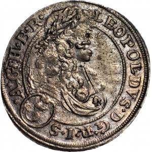Schlesien, Leopold I., 3 krajcars 1696 CB, Brzeg, niedrige Büste, AVS(CB), schön