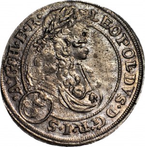 Sliezsko, Leopold I., 3 krajcary 1696 CB, Brzeg, nízke poprsie, AVS(CB), pekný