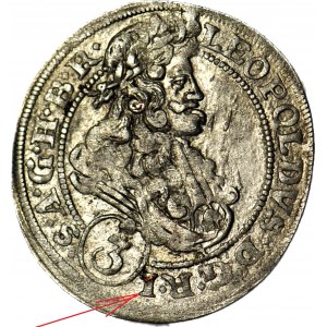Schlesien, Leopold I., 3 krajcars 1696 CB, Brzeg, hohe Büste, RI (statt RIS) vor Stückelung/ AV(CB), schön