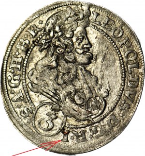 Silesia, Leopold I, 3 krajcars 1696 CB, Brzeg, high bust, RI (instead of RIS) before denomination/ AV(CB), nice