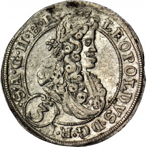 Silésie, Léopold Ier, 3 krajcars 1699 CB, Brzeg, millésime plus rare et variété AV