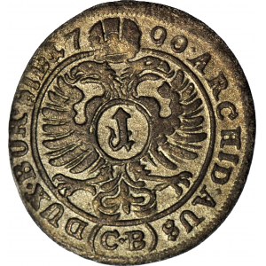 R-, Śląsk, Leopold I, 1 krajcar 1700 CB, Brzeg, rzadki, piękny