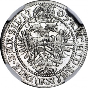 Sliezsko, Jozef I., 3 krajcary 1705 FN, Vroclav, mincovňa, vyhľadávaný ročník