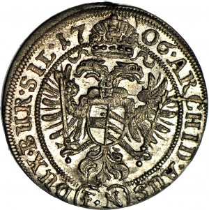 Schlesien, Joseph I., 3 krajcars 1706 FN, Wrocław, geprägt