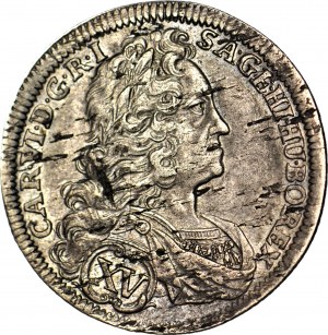 Silesia, Charles VI, 15 krajcars 1734, Wroclaw, rare and beautiful