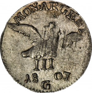 RR-, Slesia, Federico Guglielmo III, 3 krajcars 1807 G, Klodzko, raro