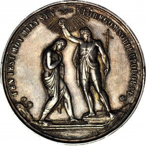 RR-, Médaille commémorative du baptême, LARGE. signée IM (MAJNERT), datée 1887, rare