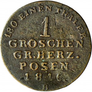 R-, Wielkie Księstwo Poznańskie, 1 grosz 1816 B, Wrocław, rzadszy
