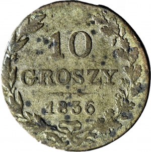 Poľské kráľovstvo, 10 groszy 1836, vzácnejší ročník