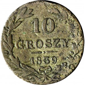 R-, Królestwo Polskie, 10 groszy 1839 duża data