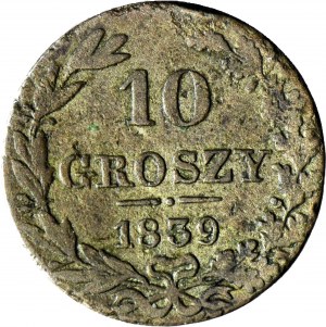 R-, Kingdom of Poland, 10 groszy 1839 large date