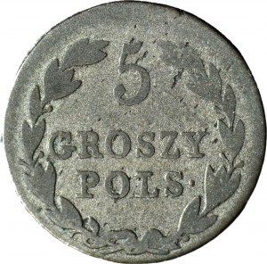 Królestwo Polskie, 5 groszy 1827 FH, rzadkie w handlu