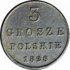 Poľské kráľovstvo, 3 grosze 1828 FH, Varšava