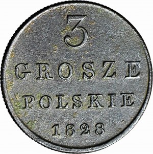 Poľské kráľovstvo, 3 grosze 1828 FH, Varšava