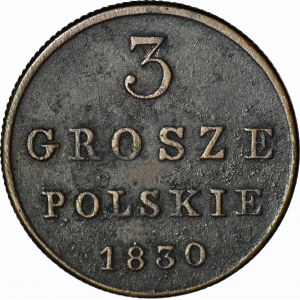 Królestwo Polskie, 3 grosze 1830 FH, piękne