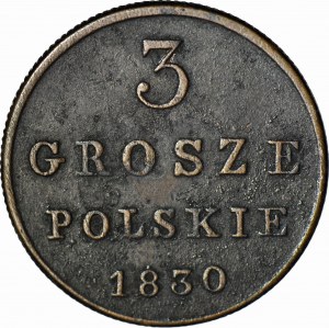 Royaume de Pologne, 3 pennies 1830 FH, beau
