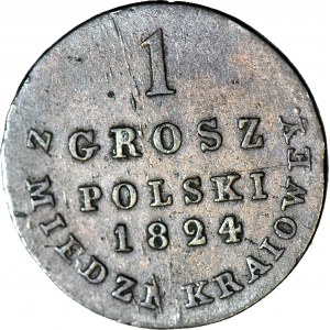 Królestwo Polskie, 1 grosz 1824 Z MIEDZI KRAIOWEY