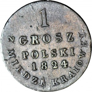 Królestwo Polskie, 1 grosz 1824 Z MIEDZI KRAIOWEY