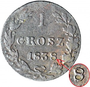 RR-, Poľské kráľovstvo, 1 grosz 1838/1837 MW
