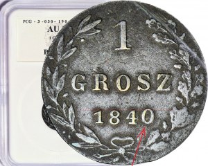 RR- Poľské kráľovstvo, 1 grosz 1840, dátum nie je v poriadku