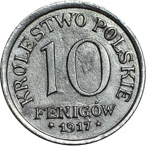 Poľské kráľovstvo, 10 fenig 1917, razené