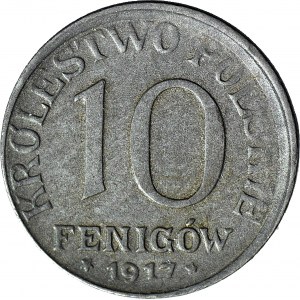 Poľské kráľovstvo, 10 fenig 1917 NBO, DESTRUKT