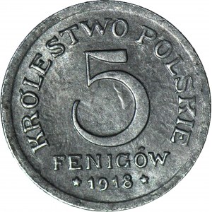 Królestwo Polskie, 5 fenigów 1918, mennicze